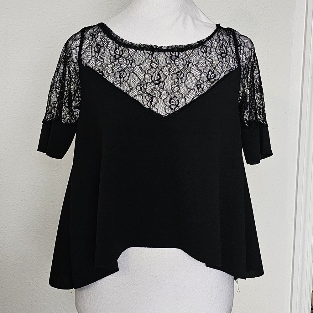 ZARA Black Lace Blouse Size S